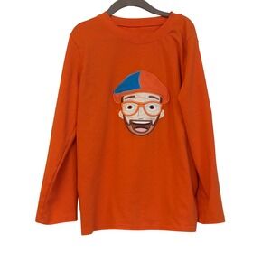 Blippi Boy/Girl Orange Long Sleeve Graphic T-Shirt Embroidered Patch Kids 7T-8T
